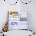 Étagère à Livres pour Enfants 4 Niveaux Gris Petit Meuble de Rangement en MDF, Anti-Basculement, Étagères Ouvertes