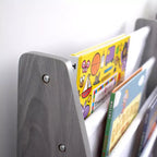 Étagère à Livres pour Enfants 4 Niveaux Gris Petit Meuble de Rangement en MDF, Anti-Basculement, Étagères Ouvertes