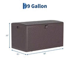 Coffre de rangement extérieur en PEHD de 375 L avec sangles, étanche pour outils de jardin, idéal pour terrasse, pelouse, piscine et garage.