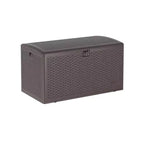 Coffre de rangement extérieur en PEHD de 375 L avec sangles, étanche pour outils de jardin, idéal pour terrasse, pelouse, piscine et garage.