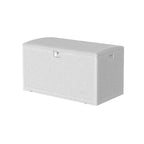 Coffre de rangement extérieur en PEHD de 375 L avec sangles, étanche pour outils de jardin, idéal pour terrasse, pelouse, piscine et garage.