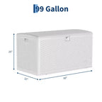 Coffre de rangement extérieur en PEHD de 375 L avec sangles, étanche pour outils de jardin, idéal pour terrasse, pelouse, piscine et garage.