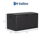 Coffre de rangement extérieur en PEHD de 375 L avec sangles, étanche pour outils de jardin, idéal pour terrasse, pelouse, piscine et garage.
