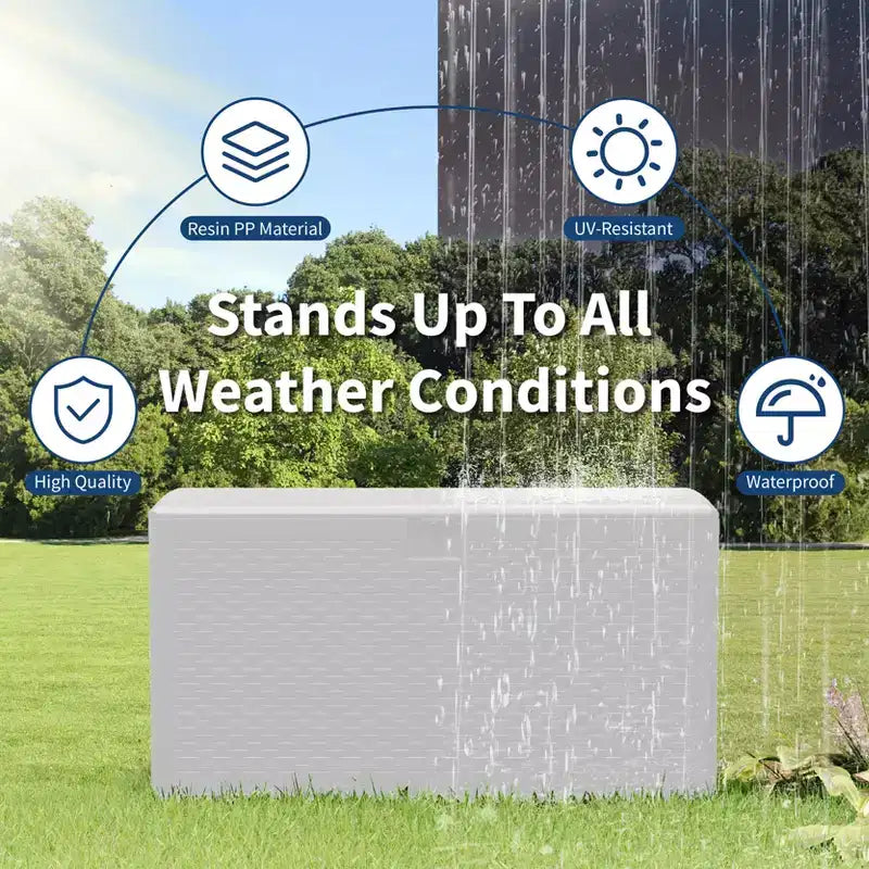 99 Gallon HDPE Outdoor Storage Deck Box with Straps, Waterproof Garden Tools Storage Bin for Patio, Lawn, Pool & Garage