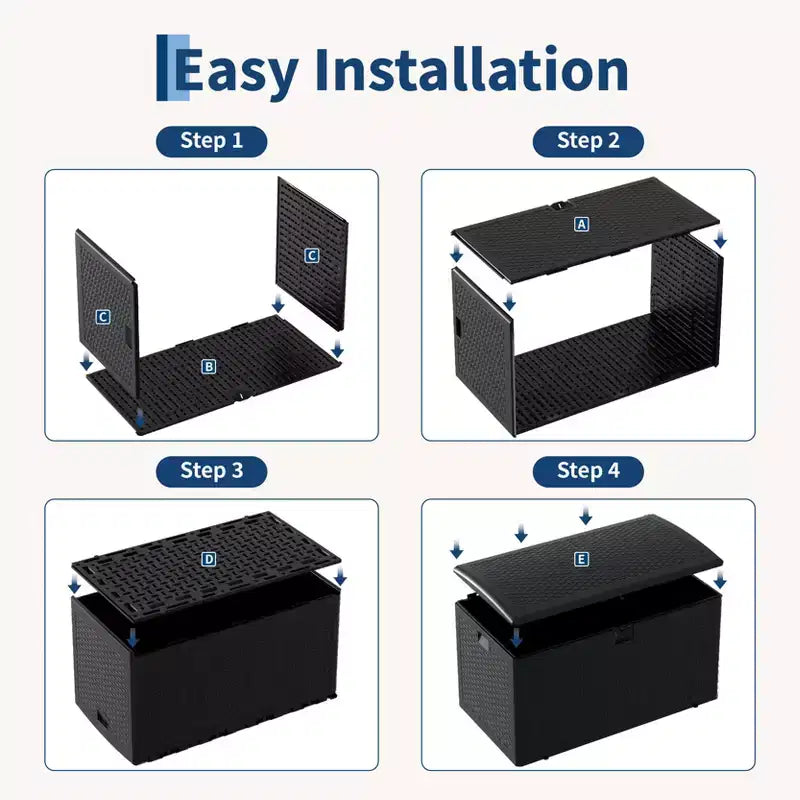 99 Gallon HDPE Outdoor Storage Deck Box with Straps, Waterproof Garden Tools Storage Bin for Patio, Lawn, Pool & Garage