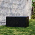 99 Gallon HDPE Outdoor Storage Deck Box with Straps, Waterproof Garden Tools Storage Bin for Patio, Lawn, Pool & Garage