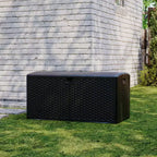 Coffre de rangement extérieur en PEHD de 375 L avec sangles, étanche pour outils de jardin, idéal pour terrasse, pelouse, piscine et garage.