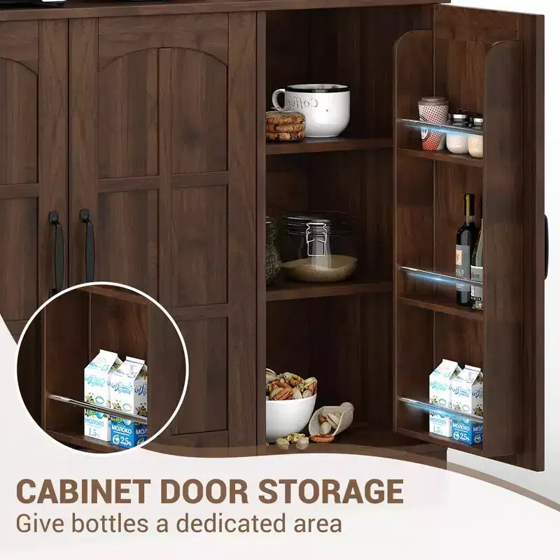 Pantry Cabinet, Kitchen Cabinet with Glass Doors, Dining Room