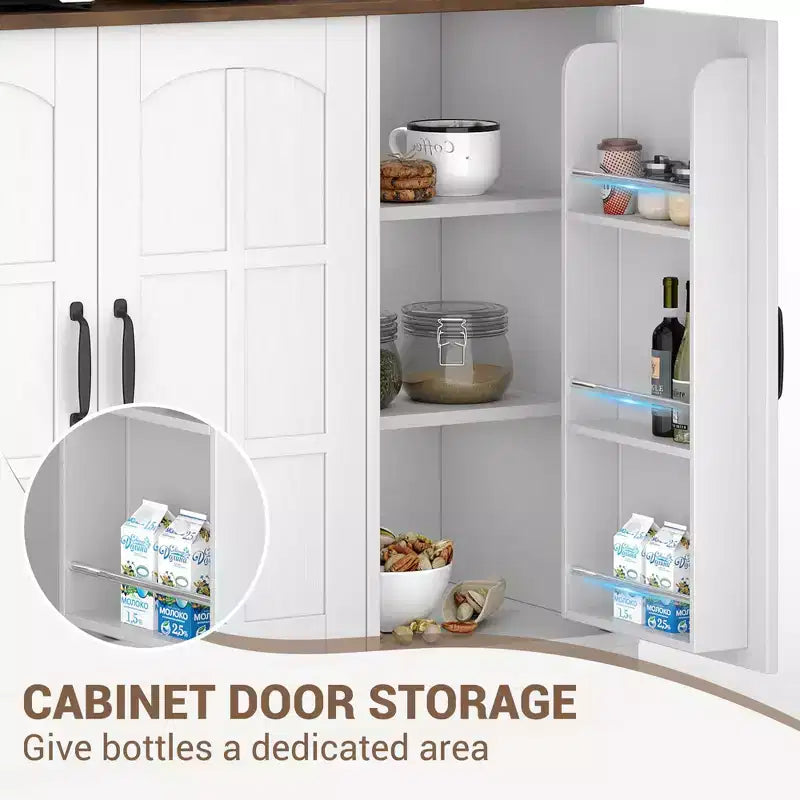 Pantry Cabinet, Kitchen Cabinet with Glass Doors, Dining Room