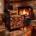 Heavy Duty Firewood Rack 17.5 Inch Metal with Handles Portable Indoor Outdoor Log Holder Stand for Fireplace Fire Pit Patio