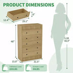 Commode haute de 31,5 po pour chambre à coucher, commode cannelée, armoire de rangement moderne en bois à 5 tiroirs, pour chambre d'enfant, couloir, salon