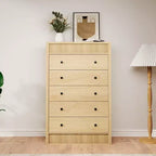 Commode haute de 31,5 po pour chambre à coucher, commode cannelée, armoire de rangement moderne en bois à 5 tiroirs, pour chambre d'enfant, couloir, salon
