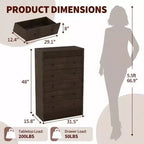 Commode haute de 31,5 po pour chambre à coucher, commode cannelée, armoire de rangement moderne en bois à 5 tiroirs, pour chambre d'enfant, couloir, salon