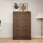 Commode haute de 31,5 po pour chambre à coucher, commode cannelée, armoire de rangement moderne en bois à 5 tiroirs, pour chambre d'enfant, couloir, salon