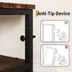 Commode longue de 63'' pour salon, commode en tissu à 12 tiroirs meuble TV pour chambre à coucher, commode avec étagères ouvertes