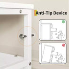 Commode longue de 63'' pour salon, commode en tissu à 12 tiroirs meuble TV pour chambre à coucher, commode avec étagères ouvertes