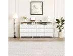 Commode longue de 63'' pour salon, commode en tissu à 12 tiroirs meuble TV pour chambre à coucher, commode avec étagères ouvertes