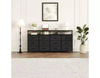 Commode longue de 63'' pour salon, commode en tissu à 12 tiroirs meuble TV pour chambre à coucher, commode avec étagères ouvertes