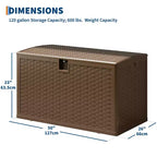Grand coffre de rangement extérieur en résine de 450 litres – Conteneur de rangement étanche et verrouillable – Organiseur résistant aux intempéries pour coussins de terrasse, outils de jardin