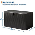 Grand coffre de rangement extérieur en résine de 450 litres – Conteneur de rangement étanche et verrouillable – Organiseur résistant aux intempéries pour coussins de terrasse, outils de jardin