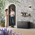 Grand coffre de rangement extérieur en résine de 450 litres – Conteneur de rangement étanche et verrouillable – Organiseur résistant aux intempéries pour coussins de terrasse, outils de jardin