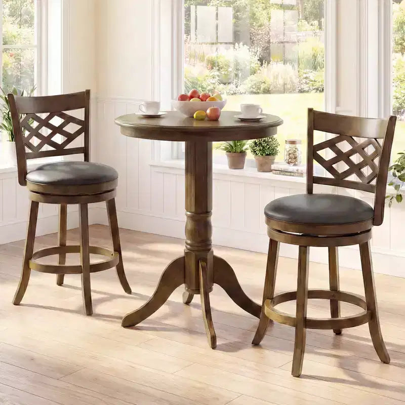 Costway 26 Counter Height Bar Stools Set of 2/4 with Rubber Wood Frame, Upholstered Seat