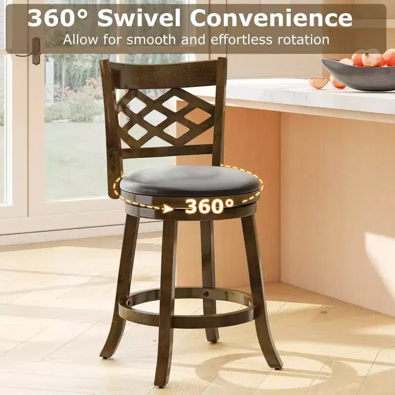 Costway 26 Counter Height Bar Stools Set of 2/4 with Rubber Wood Frame, Upholstered Seat