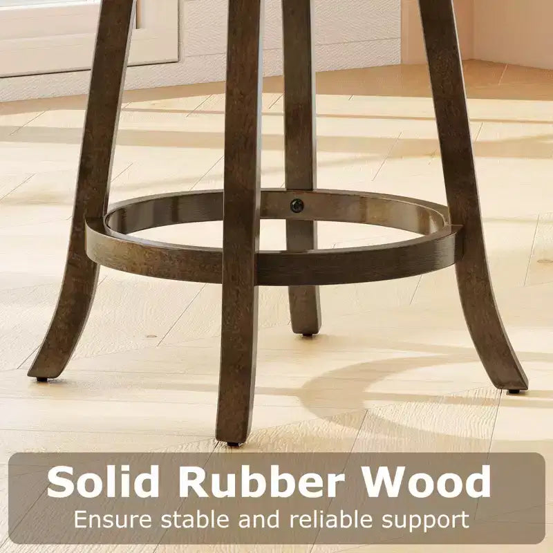 Costway 26 Counter Height Bar Stools Set of 2/4 with Rubber Wood Frame, Upholstered Seat
