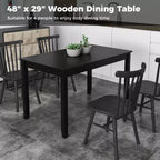 Table à manger rectangulaire en bois de 48" pour 4 personnes avec pieds en bois d'hévéa