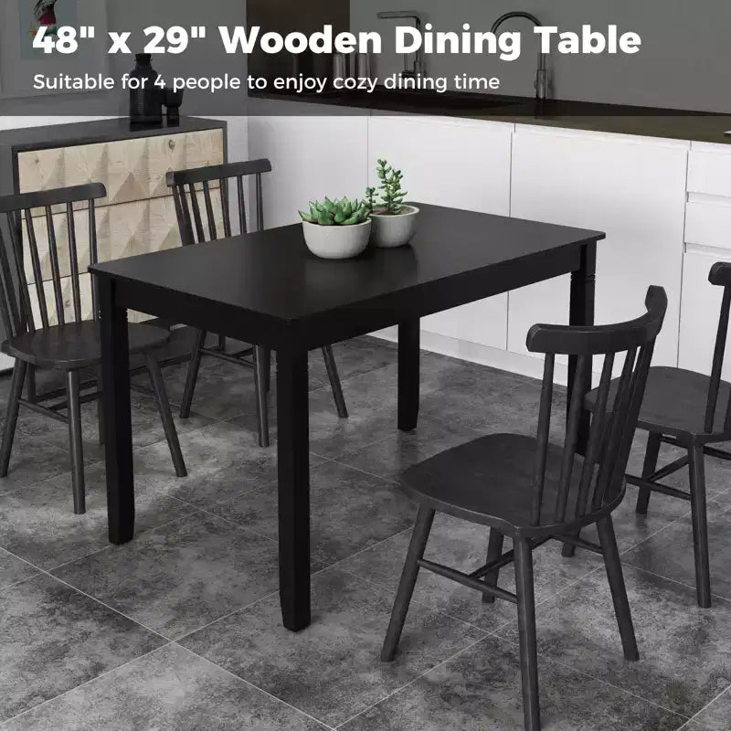 Costway 48 Wooden Dining Table for 4 People w/ Rubber Wood Legs Rectangular Table