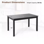 Table à manger rectangulaire en bois de 48" pour 4 personnes avec pieds en bois d'hévéa