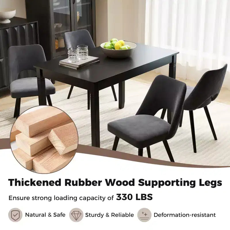 Costway 48 Wooden Dining Table for 4 People w/ Rubber Wood Legs Rectangular Table