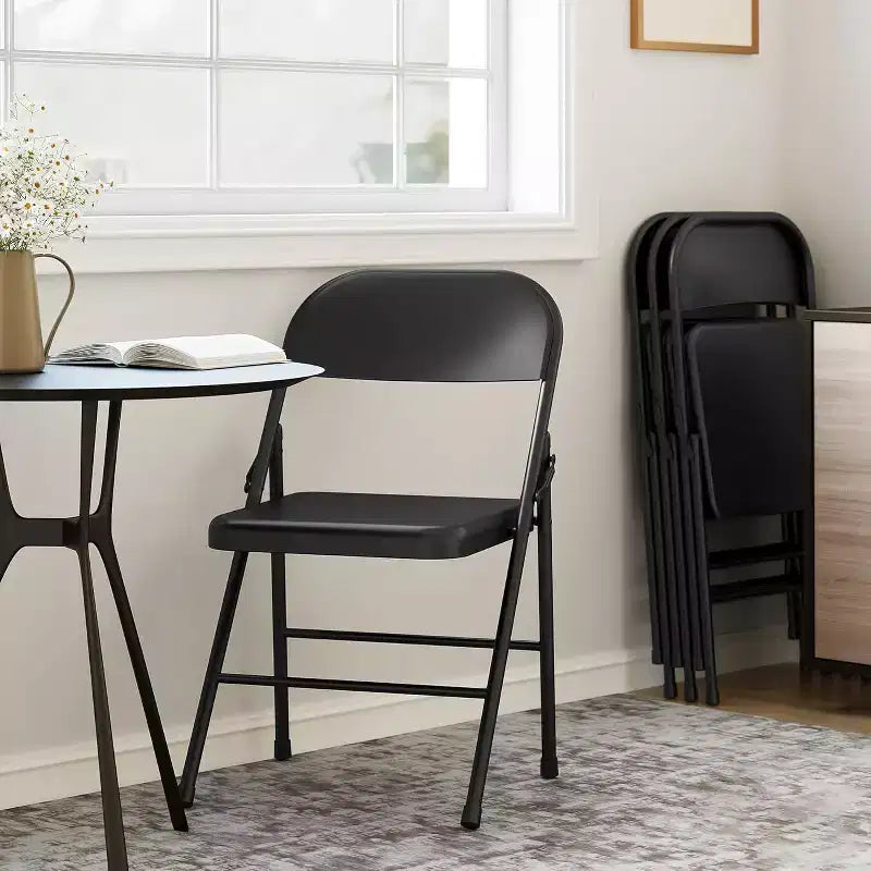 Padded Folding Chairs with Cushion, 350 LBS Heavy Duty Double Braced Metal Chairs, Stackable & Portable for Home Use