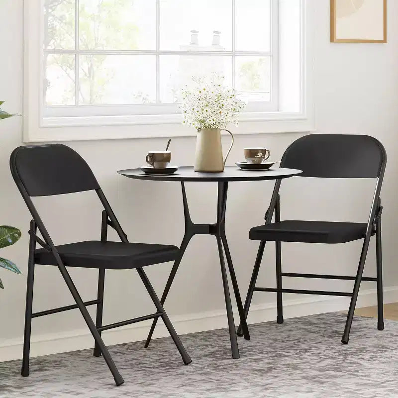 Padded Folding Chairs with Cushion, 350 LBS Heavy Duty Double Braced Metal Chairs, Stackable & Portable for Home Use