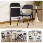 Chaises pliantes rembourrées avec coussin, chaises en métal à double renfort robustes de 158 kg, empilables et portables pour usage domestique