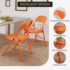 Chaises pliantes rembourrées avec coussin, chaises en métal à double renfort robustes de 158 kg, empilables et portables pour usage domestique
