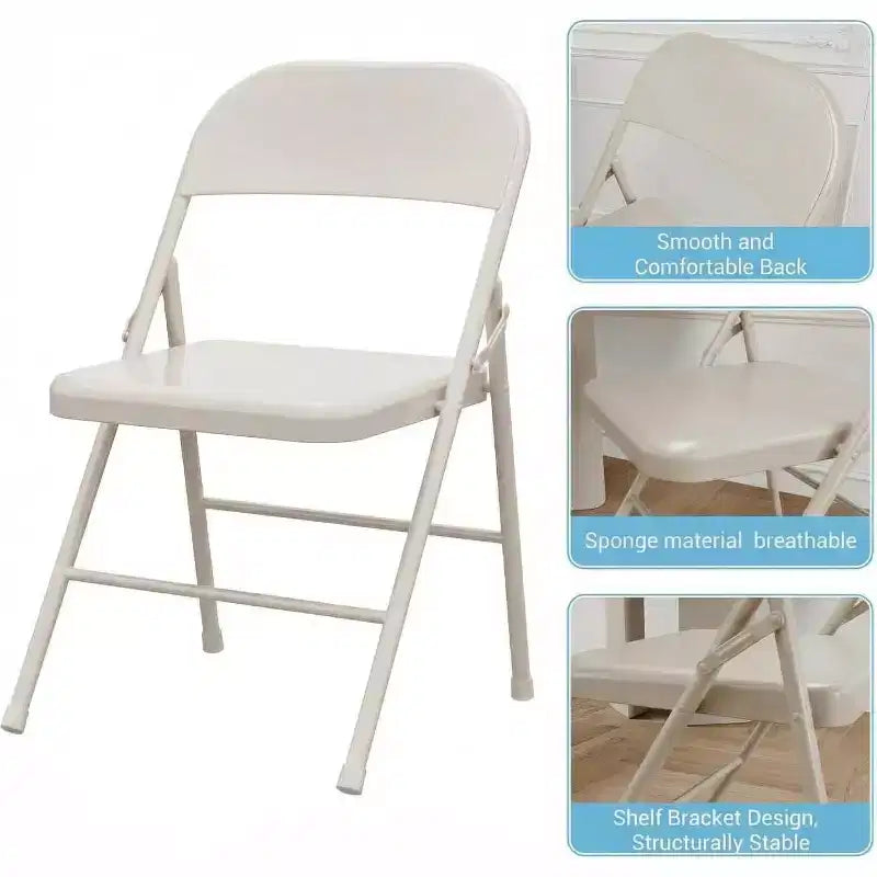 Padded Folding Chairs with Cushion, 350 LBS Heavy Duty Double Braced Metal Chairs, Stackable & Portable for Home Use