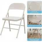 Chaises pliantes rembourrées avec coussin, chaises en métal à double renfort robustes de 158 kg, empilables et portables pour usage domestique