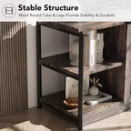 Meuble TV industriel pour téléviseurs jusqu'à 65''/75'', meuble de divertissement rustique avec armoire à double porte grillagée et étagères ouvertes, console multimédia pour salon