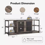 Meuble TV industriel pour téléviseurs jusqu'à 65''/75'', meuble de divertissement rustique avec armoire à double porte grillagée et étagères ouvertes, console multimédia pour salon