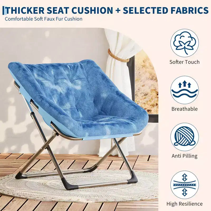 Comfy Portable Butterfly Saucer Chair, Soft Faux Fur, Oversized Accent, No Assembly Needed, for Bedroom, Living Room, Dorm, For Kids, Teens & Adults