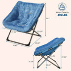 Fauteuil papillon portable et confortable, en fausse fourrure douce, grand format, aucun assemblage requis, pour chambre à coucher, salon, dortoir, pour enfants, adolescents et adultes