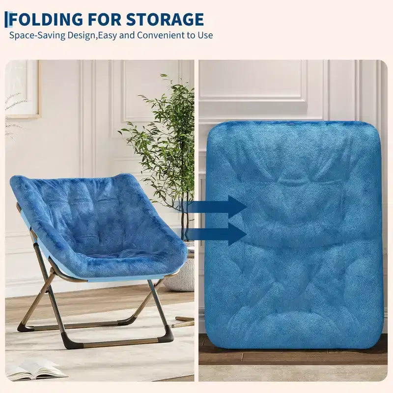 Comfy Portable Butterfly Saucer Chair, Soft Faux Fur, Oversized Accent, No Assembly Needed, for Bedroom, Living Room, Dorm, For Kids, Teens & Adults