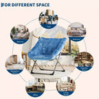 Fauteuil papillon portable et confortable, en fausse fourrure douce, grand format, aucun assemblage requis, pour chambre à coucher, salon, dortoir, pour enfants, adolescents et adultes