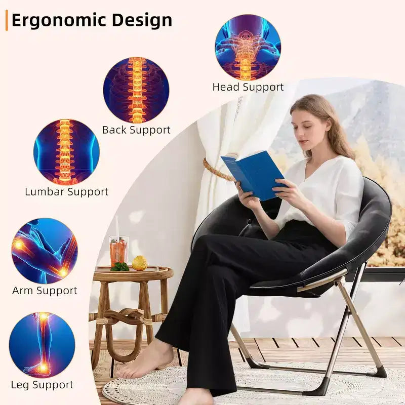 Comfy Portable Butterfly Saucer Chair, Soft Faux Fur, Oversized Accent, No Assembly Needed, for Bedroom, Living Room, Dorm, For Kids, Teens & Adults