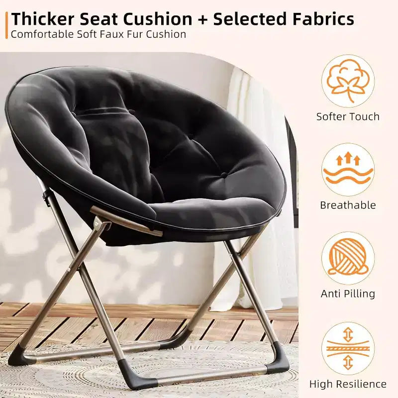 Comfy Portable Butterfly Saucer Chair, Soft Faux Fur, Oversized Accent, No Assembly Needed, for Bedroom, Living Room, Dorm, For Kids, Teens & Adults