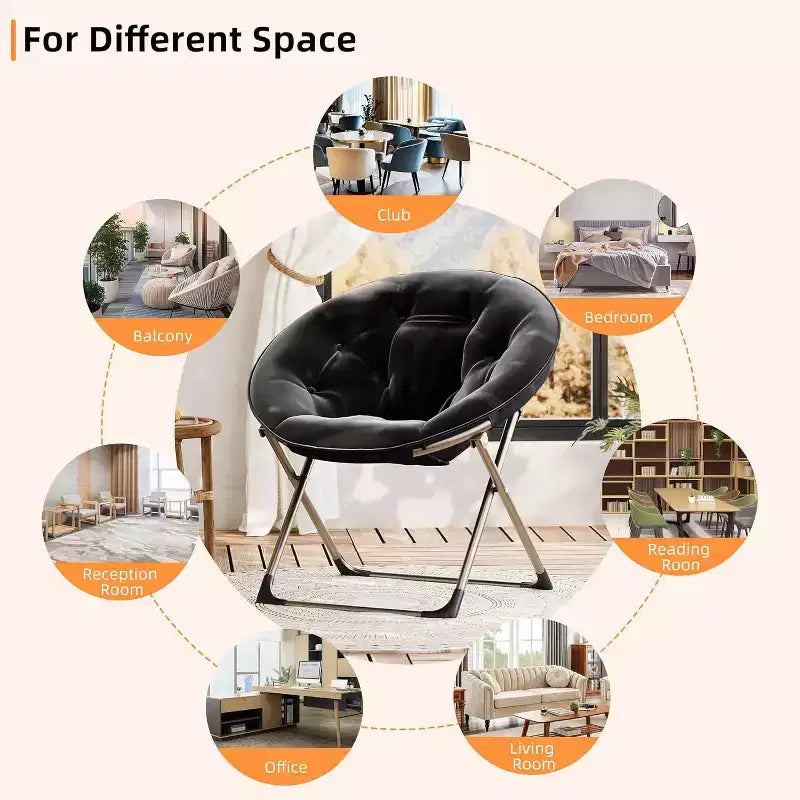 Comfy Portable Butterfly Saucer Chair, Soft Faux Fur, Oversized Accent, No Assembly Needed, for Bedroom, Living Room, Dorm, For Kids, Teens & Adults