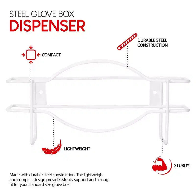 Stock Your Home White Metal Single Gloves Dispenser 20 Pack Tissue Box Shelf Wall Mount Glove Box Holder for Kitchen Closet Lab Exam Office