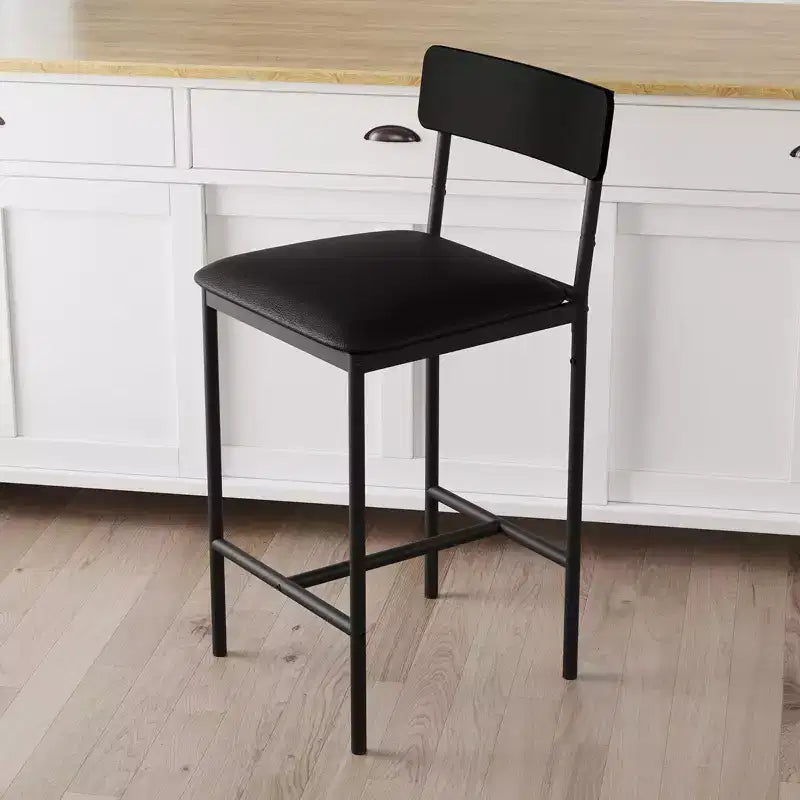 Acekool 65cm Counter Height Bar Stools Set of 4 Faux Leather with Back and Footrest for Kitchen Island
