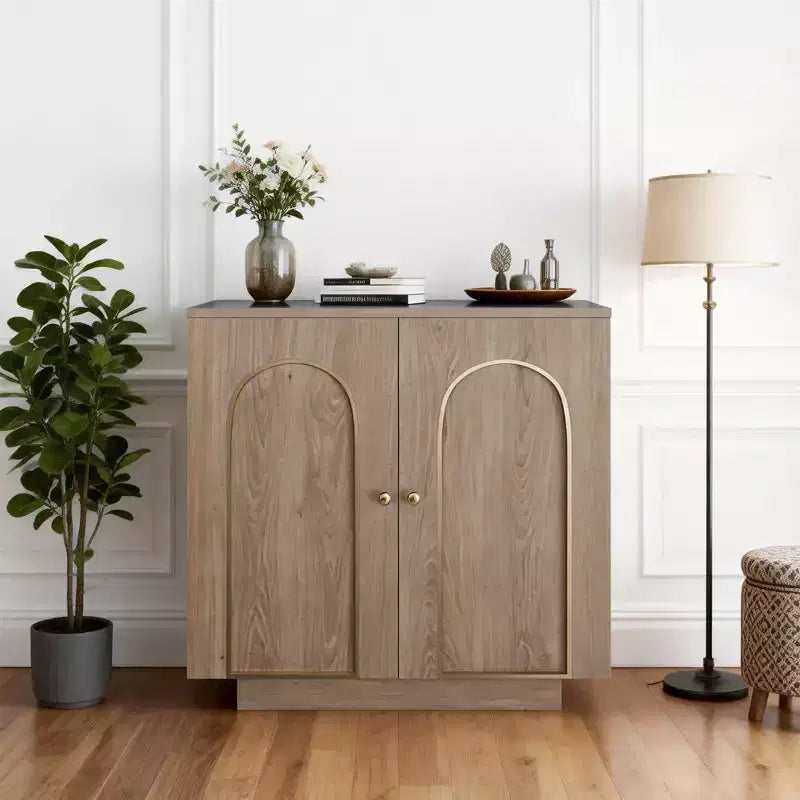 Clihome 30.3 in.H Accent Cabinet Office Storage Cabinet with 1 Shelf and Soft-Close Hinges, Arched Doors